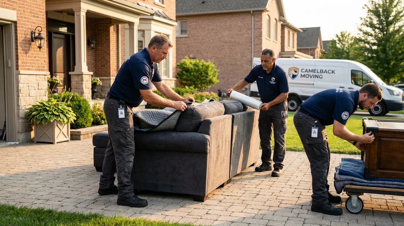Large estate moving crew wrapping furniture in Dayton, OR