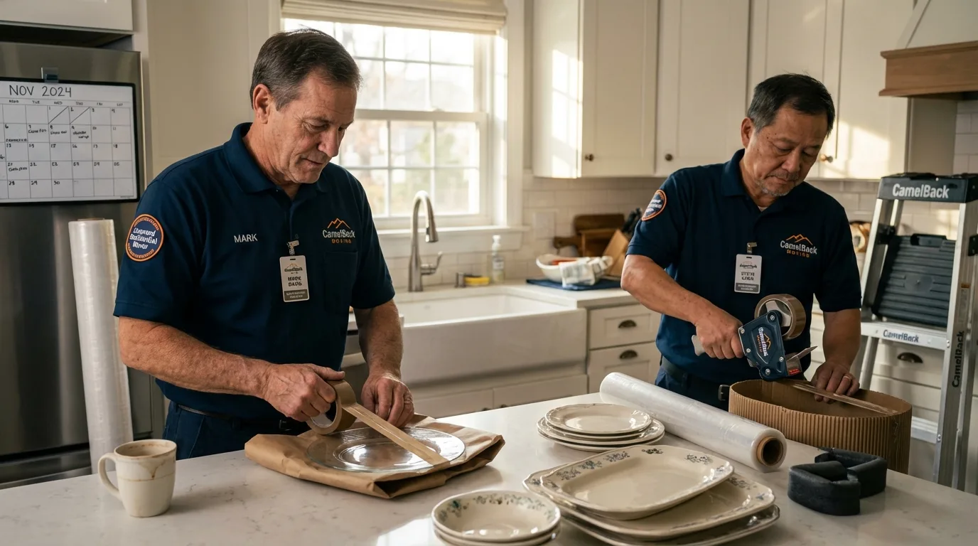 Professional crew packing kitchen dishware in Dayton, OR